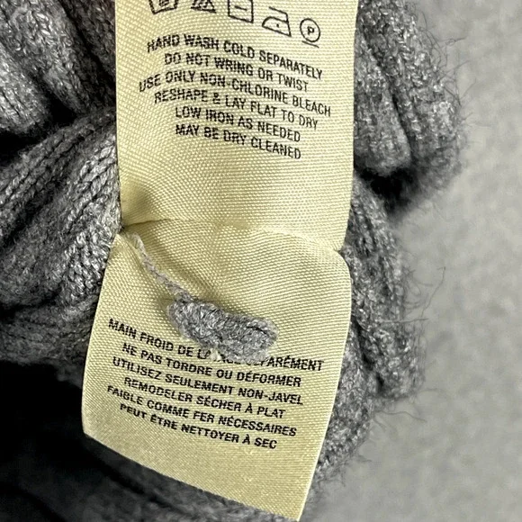 Anthropologie Moth Cowl Neck Sweater Women Large Gray Ribbed Soft Minimal Slouch - Picture 9 of 16